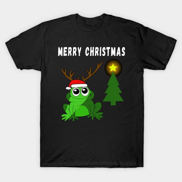 A frog and christmas tree T-Shirt by Evergreen